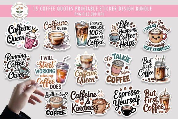 Download Coffee Quotes Printable Sticker Bundle - Quotes Collection